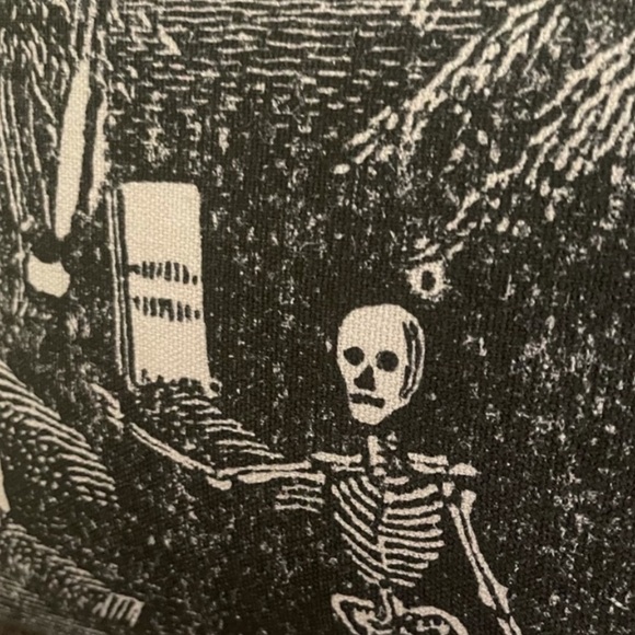 JOHN DERIAN | NWT Graveyard Scene with Skeleton Pillow 12x18” SOLD OUT - Picture 3 of 5